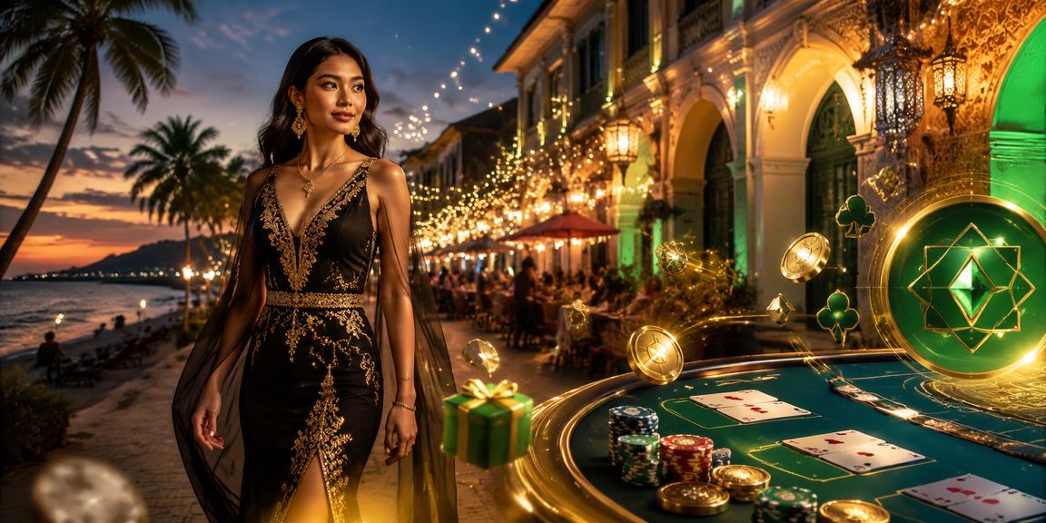 Meja baccarat bernuansa Hari Raya di Pulau Pinang dengan suasana meriah